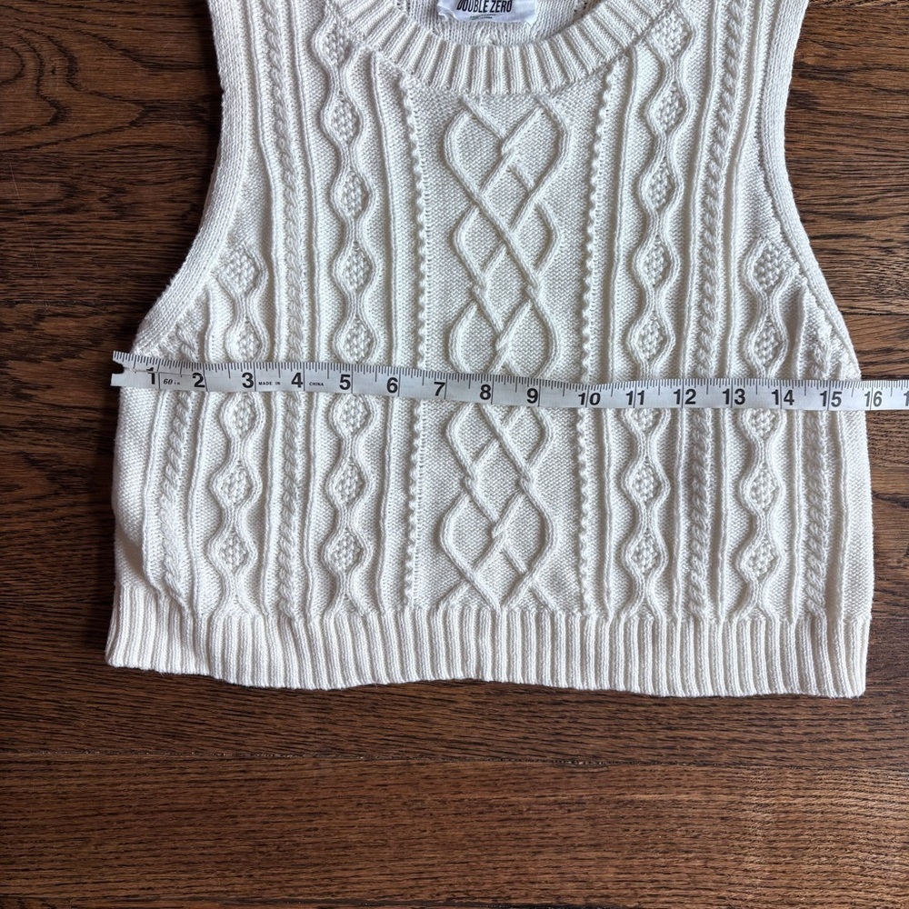 Double Zero Cream Cable Knit Pullover Sweater Vest | Large - Picture 3 of 5